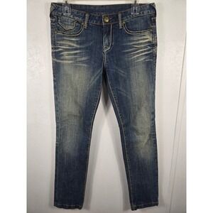 ReRock for Express Jeans Women's Dark‎ Wash Stretch Y2K Embroidered Pockets